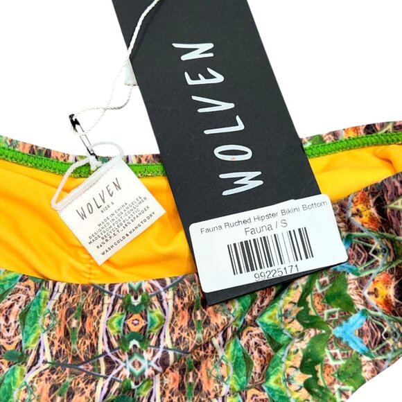 Wolven Fauna Ruched Hipster Bikini Bottom Small New - Picture 3 of 3
